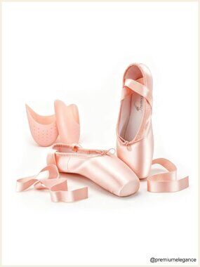 Professional Women's Pointe Shoes with Toe Pads, Satin Ballet Flats for Dancing